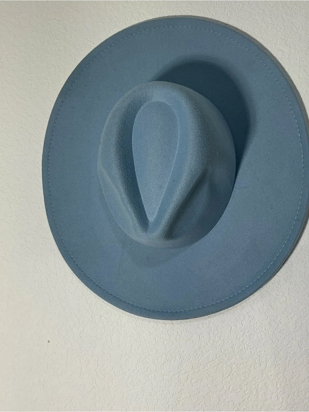 Light Blue Wide Brim Fedora Hat